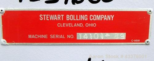 Used Stewart Bolling “OE” Horizontal Two Roll Mill, Model 6” X 6” X 13”. (2) 6" Diameter x 13" wide chrome plated cored rolls, manually adjustable. Approximate batch capacity 2 pounds, roll speeds 33...