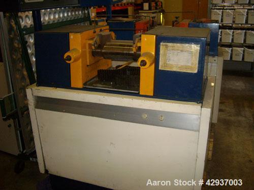 Used Schwabenthan Lab 2 Roll Mill, type Polymix 110P.  4.3" Diameter x 11.7" straight side (110 mm x 300 mm straight side) chrome plated rolls. Hand operated gap adjustment. Electrically heated, maxi...