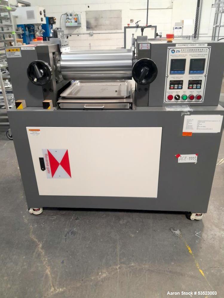 Unused Dongguan Zhuosheng ZS-401CE-160-400 Two-Roll Mill – 400°C, Alloy Rollers, 2023, 1.5 kW Dual Motors