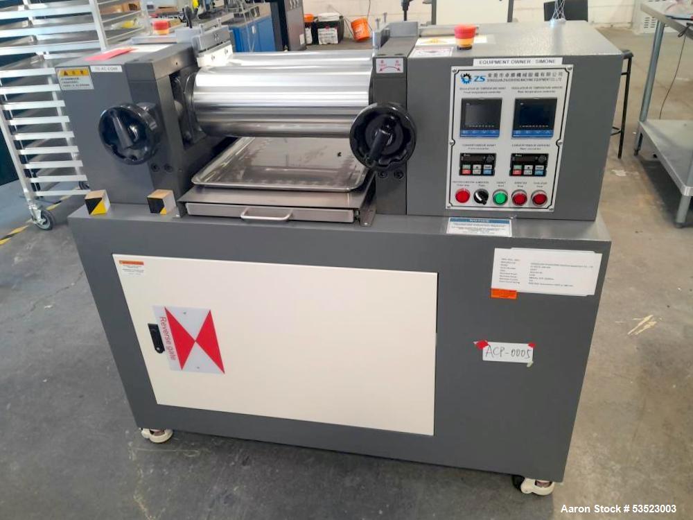 Unused Dongguan Zhuosheng ZS-401CE-160-400 Two-Roll Mill – 400°C, Alloy Rollers, 2023, 1.5 kW Dual Motors