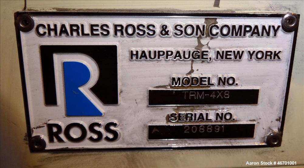 Used Ross Horizontal Three Roll Mill, Model TRM-4 X 8.