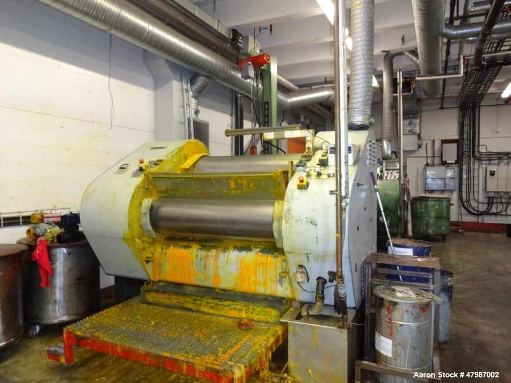 Buhler 16"x51" (400mm x 1300mm) Large Production Three Roll Mill (TRM), Model SDV1300, Serial# 75806. With TRM has electro-h...