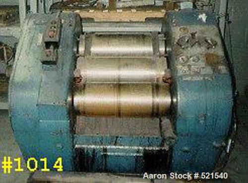 USED: Buhler Co type SDA three roll paint/ink mill. 10" diameter x 20" face rolls. Machine has a 25/12.5, 3/60/230V, 2 speed TEFC main drive, take-off knife, end guides, etc. Machine has hydraulicall...