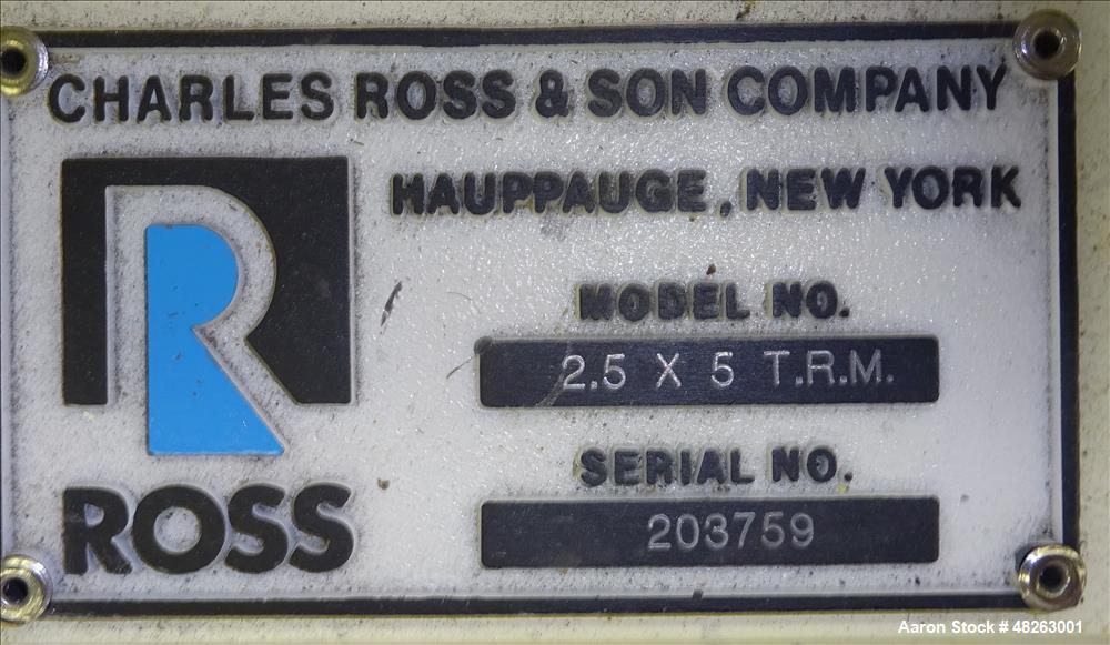 Used Ross Bench-Top Horizontal Three Roll Mill, Model 2.5 X 5 T.R.M.