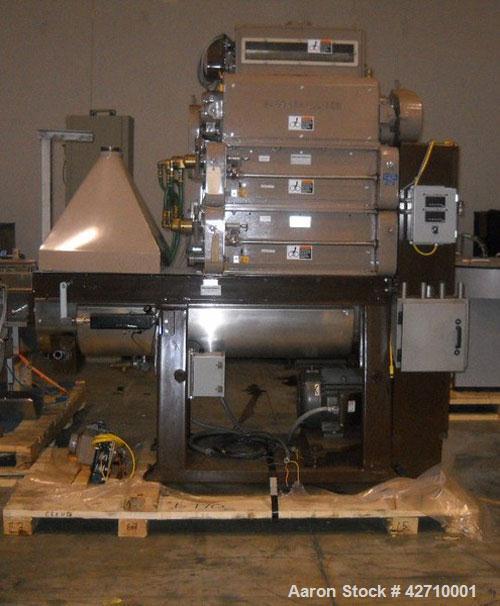 Used Modern Process Equipment (Gump) Model IMD 888 FT Coffee Grinder capable of up to 2000 lbs per hour on fine and 1300 lbs per hour on ultrafine. Produces a consistent Ultrafine grind of 50 – 125 u...