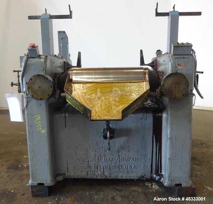 Used- J.H. Day, Horizontal Three Roll Dispersion Mill.