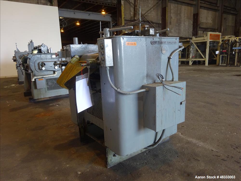 Used Kent Machine Works Horizontal Three Roll Mill, Model 9 x 24, Carbon Steel.