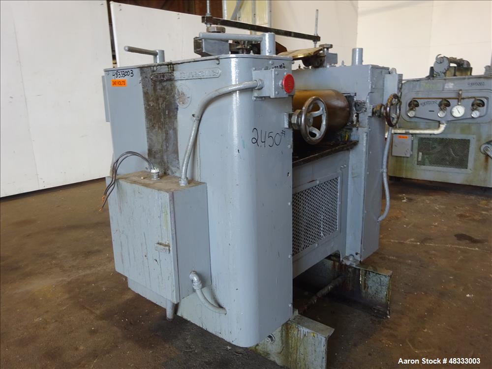 Used Kent Machine Works Horizontal Three Roll Mill, Model 9 x 24, Carbon Steel.