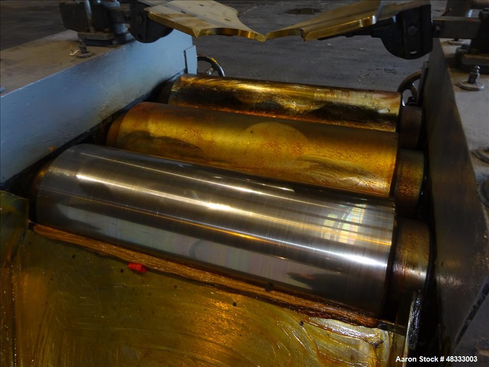 Used Kent Machine Works Horizontal Three Roll Mill, Model 9 x 24, Carbon Steel.