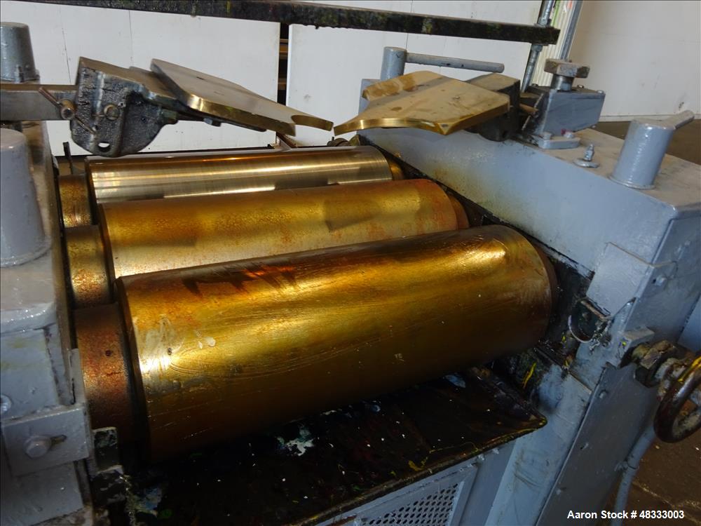 Used Kent Machine Works Horizontal Three Roll Mill, Model 9 x 24, Carbon Steel.