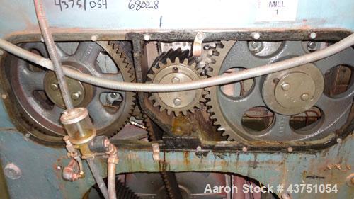 Used Lehmann Horizontal Three Roll Mill, Model 13X32. (3) 13" Diameter x 32" wide chrome plated adjustable cored rolls. Adjustable brass edge guides, knife scraper with discharge pan, bottom drip pan...