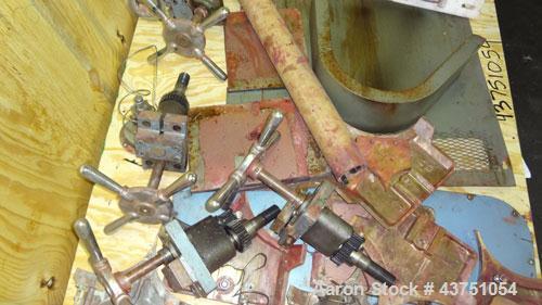 Used Lehmann Horizontal Three Roll Mill, Model 13X32. (3) 13" Diameter x 32" wide chrome plated adjustable cored rolls. Adjustable brass edge guides, knife scraper with discharge pan, bottom drip pan...