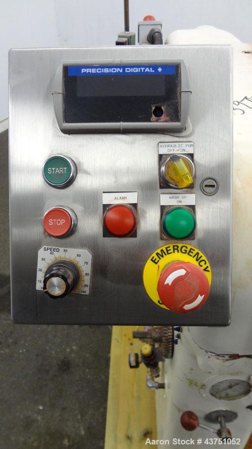 Used Lehmann Horizontal Three Roll Mill, Model 663-V. (3) 9" Diameter x 24" wide Bi-Metal cast iron adjustable cored rolls. Adjustable brass edge guides, knife scraper with discharge pan, bottom drip...