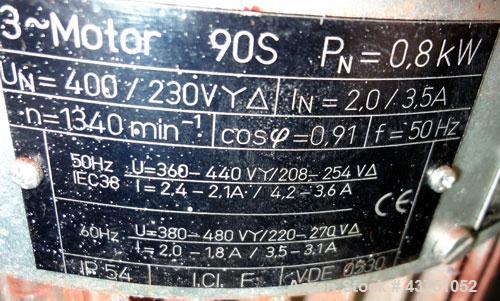 Used Lehmann Horizontal Three Roll Mill, Model 663-V. (3) 9" Diameter x 24" wide Bi-Metal cast iron adjustable cored rolls. Adjustable brass edge guides, knife scraper with discharge pan, bottom drip...