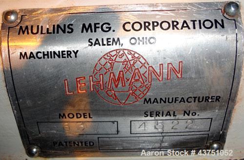 Used Lehmann Horizontal Three Roll Mill, Model 663-V. (3) 9" Diameter x 24" wide Bi-Metal cast iron adjustable cored rolls. Adjustable brass edge guides, knife scraper with discharge pan, bottom drip...