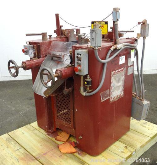 Used Kent Machine Works Horizontal Three Roll Mill, Model 6X14. (3) 6" Diameter x 14" wide chrome plated adjustable cored rolls. Adjustable plastic edge guides, knife scraper with discharge pan, bott...