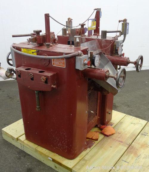 Used Kent Machine Works Horizontal Three Roll Mill, Model 6X14. (3) 6" Diameter x 14" wide chrome plated adjustable cored rolls. Adjustable plastic edge guides, knife scraper with discharge pan, bott...