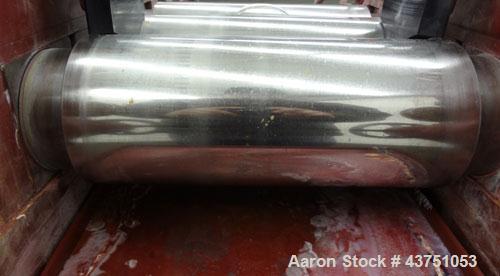 Used Kent Machine Works Horizontal Three Roll Mill, Model 6X14. (3) 6" Diameter x 14" wide chrome plated adjustable cored rolls. Adjustable plastic edge guides, knife scraper with discharge pan, bott...
