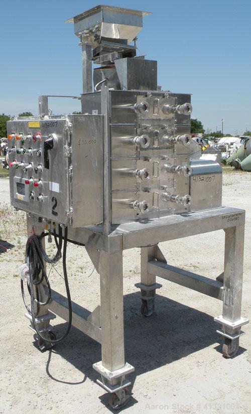 Used Nippon Granulator Company Crack-U-Lator Cracker Mill, Model 2541. 4 layers of (8) approximately 5’’ diameter x 14’’ wide horizontal chrome plated rolls, approximately 6 mm, 3 mm, 1.5’’, .06 mm p...