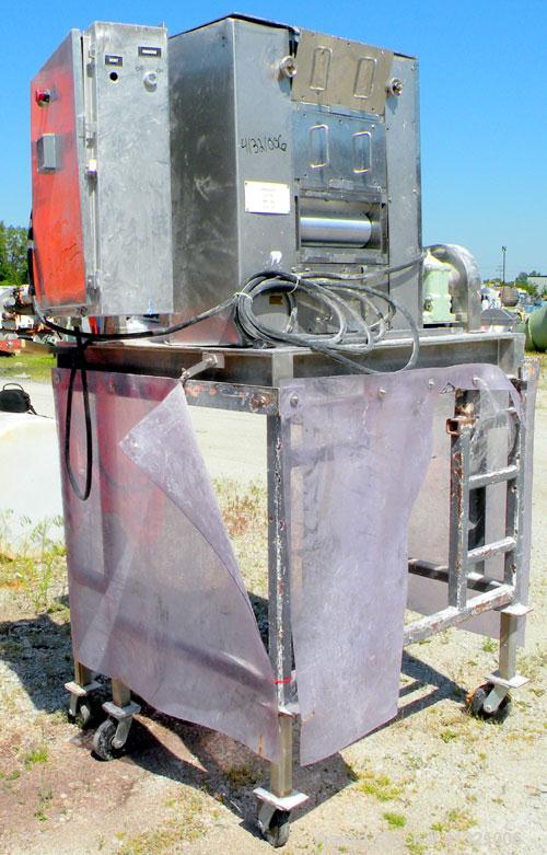 Used Nippon Granulator Company Crack-U-Lator Cracker Mill, Model 3541. 4 layers of (8) approximately 5’’ diameter x 14’’ wide horizontal rolls, approximately 6 mm, 3 mm, 1.5’’, .06 mm pitched, with a...