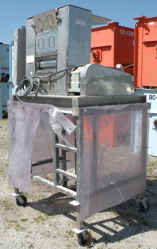 Used Nippon Granulator Company Crack-U-Lator Cracker Mill, Model 3541. 4 layers of (8) approximately 5’’ diameter x 14’’ wide horizontal rolls, approximately 6 mm, 3 mm, 1.5’’, .06 mm pitched, with a...