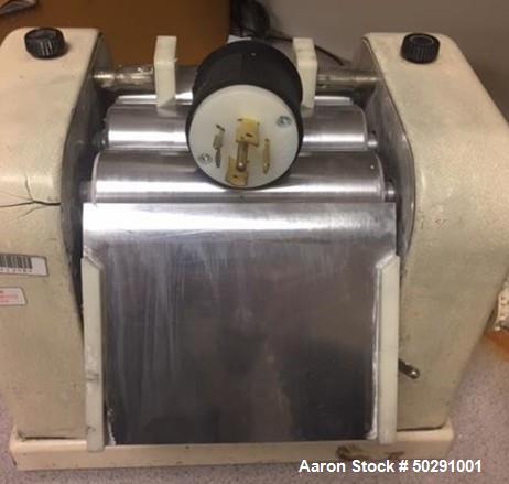 Used Lab 3 Roll Mill. Approximate 2" diameter x 6" long chrome rolls.