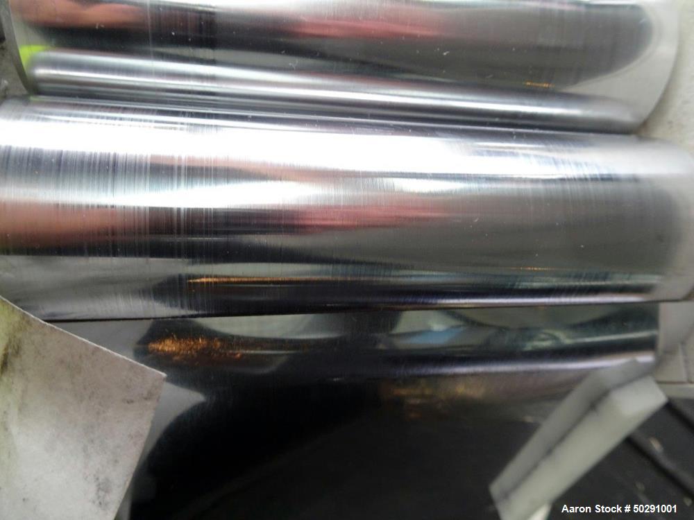 Used Lab 3 Roll Mill. Approximate 2" diameter x 6" long chrome rolls.