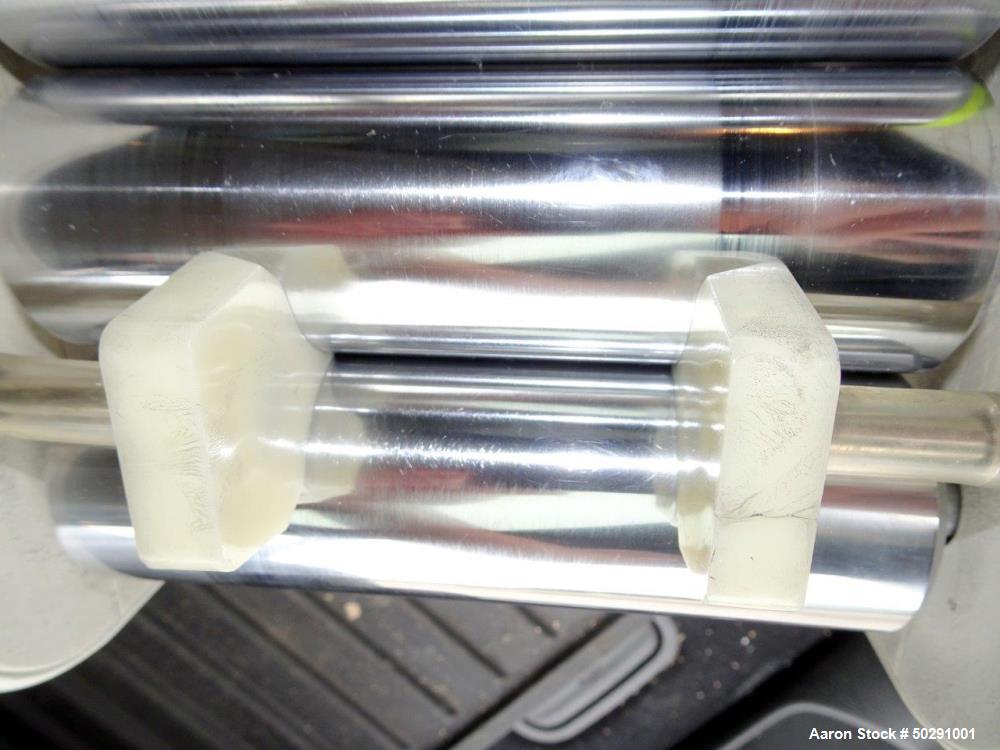 Used Lab 3 Roll Mill. Approximate 2" diameter x 6" long chrome rolls.
