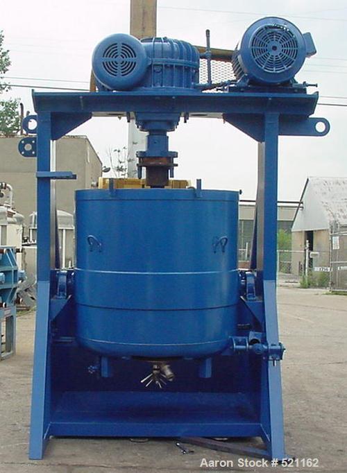 USED: Attritor, model 200S. 50/20 hp 2 speed motors, heavy duty gearbox, 220 volt, 3 phase. Stainless steel contacts on bowl surface, steel shaft and arms. Bowl is jacketed and tilts.