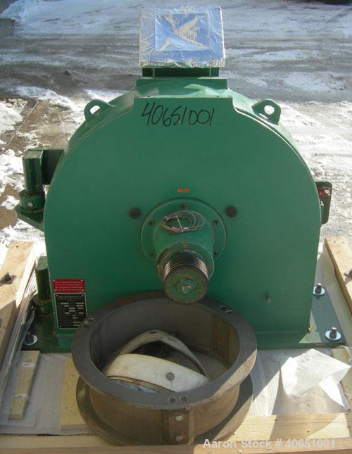 Used Bauermeister Universal Mill, Model UT23, Carbon Steel. Approximately 18" diameter x 6" deep sieve ring assembly with 3 grinding jaw, and 3 sieve plates. Approximately 17 1/2" diameter revolving ...