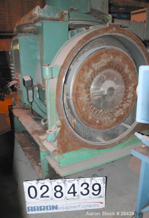 USED: Sprout Waldron Single Runner Attrition/Disc Mill, Model 36-1B. Stainless steel clad housing 48" diameter x 8" deep. 36" diameter revolving disc with carbon steel plates. Hinged front door with ...