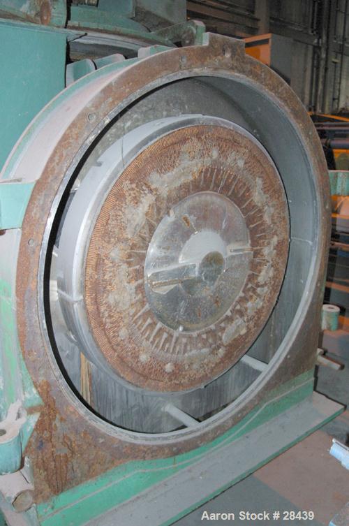 USED: Sprout Waldron Single Runner Attrition/Disc Mill, Model 36-1B. Stainless steel clad housing 48" diameter x 8" deep. 36" diameter revolving disc with carbon steel plates. Hinged front door with ...