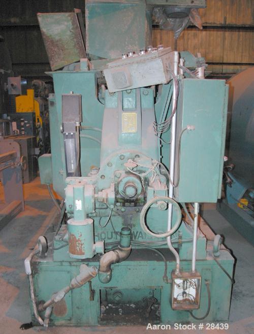USED: Sprout Waldron Single Runner Attrition/Disc Mill, Model 36-1B. Stainless steel clad housing 48" diameter x 8" deep. 36" diameter revolving disc with carbon steel plates. Hinged front door with ...