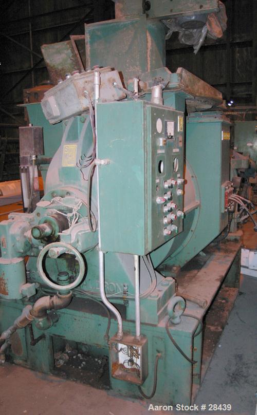 USED: Sprout Waldron Single Runner Attrition/Disc Mill, Model 36-1B. Stainless steel clad housing 48" diameter x 8" deep. 36" diameter revolving disc with carbon steel plates. Hinged front door with ...