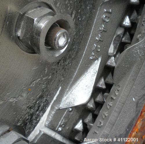 Used Sprout-Waldron Single Runner Attrition Mill, Type 36. Carbon Steel Housing with 446 stainless steel removable grinding plates. 19’’ Diameter front feed opening with (2) 35’’ wide roller feed, dr...