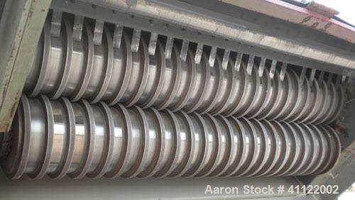 Used Sprout-Waldron Single Runner Attrition Mill, Type 36. Carbon Steel Housing with 446 stainless steel removable grinding plates. 19’’ Diameter front feed opening with (2) 35’’ wide roller feed, dr...