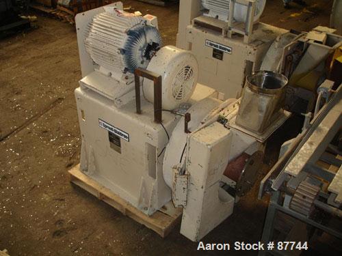 USED: Sprout Waldron/Kopper Single Disc Mill, model DM-24. Stainless steel contact surfaces, 24" diameter disc, hand wheel plate gap adjustment, gravity feed, swing away front cover, belt driven with...