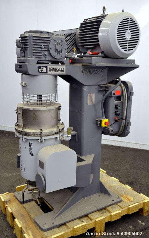 Used Union Process Szegvari Circulation Attritor Mill, Size Q6, Type CIRC, 316 Stainless Steel. Grinding tank capacity 8.2 gallons, media volume 7.5 gallon. Carbon steel jacket, attritor shaft, split...