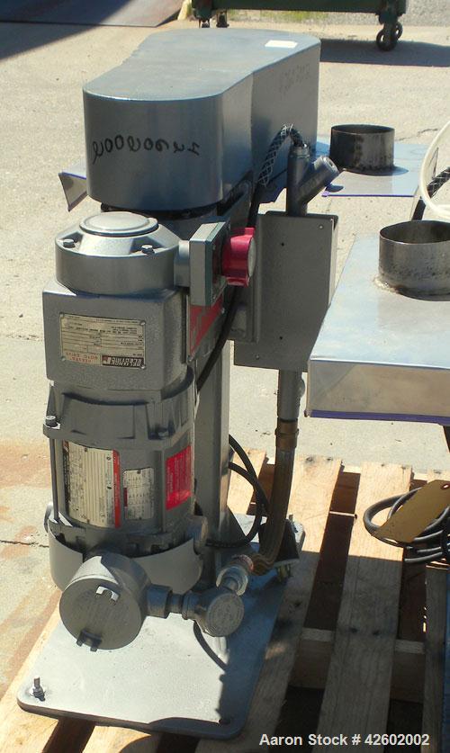 Used Szegvari Attritor, Type 01HDT, Size 01. Requires an attritor shaft and 750 CC tank. Approximate .25 liter working capacity. Driven by a 1/4 hp, 3/60/208-230/460 volt, 1728 rpm varispeed motor, 3...