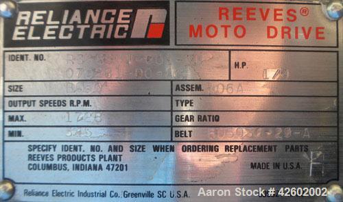 Used Szegvari Attritor, Type 01HDT, Size 01. Requires an attritor shaft and 750 CC tank. Approximate .25 liter working capacity. Driven by a 1/4 hp, 3/60/208-230/460 volt, 1728 rpm varispeed motor, 3...