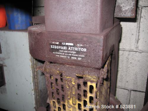 USED: Szegvari attritor, model 1S, carbon steel construction. Bowl,on base with approximate 2 hp drive motor.