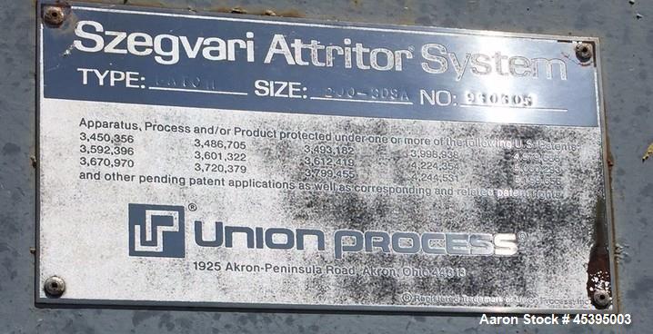 Used- Szegvari Attritor System/ Union Process, Model 200-3DSA, Type: Batch. Approximately 300 Gallon capacity. Jacketed tank...