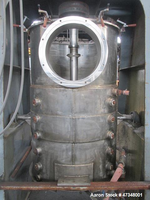 Used Union Process Szegvari Attritor, Type Batch, Model 200SDSA. Stainless steel jacketed bowl, approximately 40" diameter x 65" deep, stainless steel jacket rated 80 psi at 220 degrees F. Replaceabl...