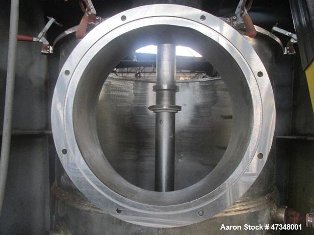 Used Union Process Szegvari Attritor, Type Batch, Model 200SDSA. Stainless steel jacketed bowl, approximately 40" diameter x 65" deep, stainless steel jacket rated 80 psi at 220 degrees F. Replaceabl...