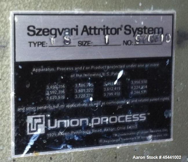 Used- Union Process Attritor Szegvari, Type: 1S
