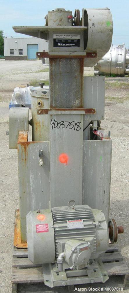 Used: Union Process Szegvari Attritor, Type 10S, Size B, 304 stainless steel. 16" x 19" carbon steel jacketed grinding chamber. 304 stainless steel coated shaft with aluminum pins. (2) piece cover. D...