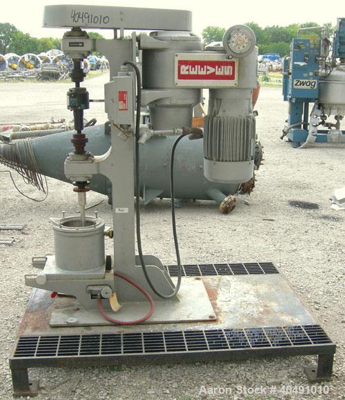 Used Union Process Szegvari Attritor Mill, type 1S, size B, 304 stainless steel. 9 1/2" x 8 1/2" carbon steel jacketed grinding chamber. Stainless steel shaft with carbon steel pins. Driven by a 3 hp...
