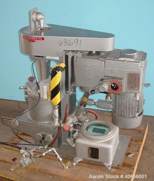 Used Union Process Szegvari attritor mill, type 1S, size 1, stainless steel. 9 1/2" x 8 1/2" carbon steel jacketed grinding chamber.  .8 gallon working capacity, 1 gallon total. Stainless steel shaft...
