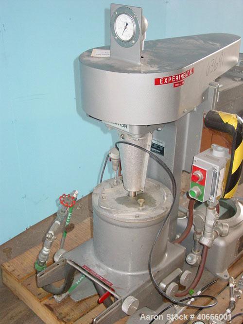 Used Union Process Szegvari attritor mill, type 1S, size 1, stainless steel. 9 1/2" x 8 1/2" carbon steel jacketed grinding chamber.  .8 gallon working capacity, 1 gallon total. Stainless steel shaft...
