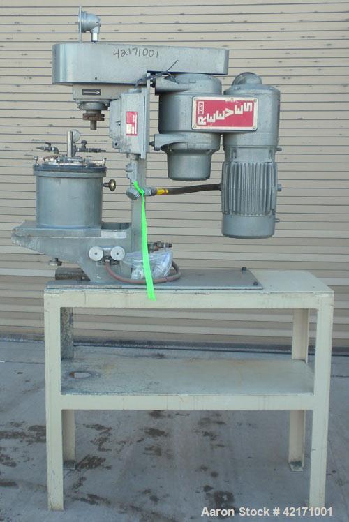 Used Union Process Intermittent Type Laboratory Batch Attritor Mill, Type 1 S, Size 1. Teflon lined tank, approximate 0.8 gallon working capacity, 1.5 total. 1 Gallon media volume. Carbon steel jacke...